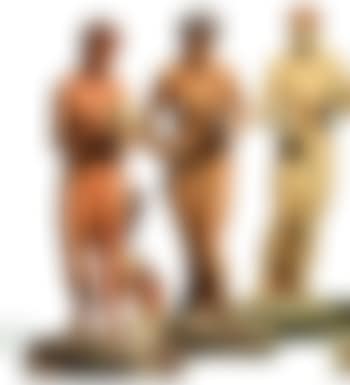 A roche ceramique figure modelled in the shape of a male holding a rooster (preview)