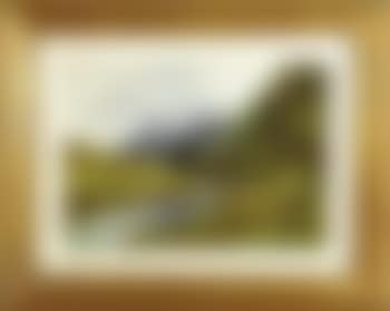 Schweizer Gebirgslandschaft mit am Bach weidenden Kühen (preview)