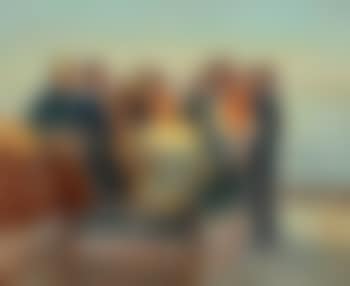 Fiskere ved stranden en stille sommeraften (preview)