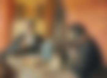 Interior with an elderly couple drinking a cup of coffee (preview)