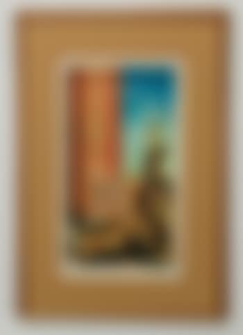 Three figures beneath a classical pedestal with bust (preview)