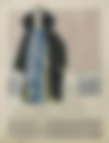 Woman in a blue dress and fur coat a pen (preview)