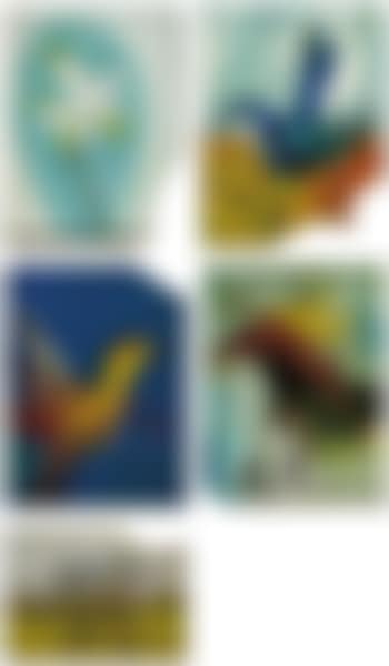 Five paintings consisting of Three Birds, a Flower and a Landscape (preview)