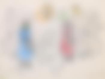 Dorfszene mit Mann, Frau und Kindern (preview)