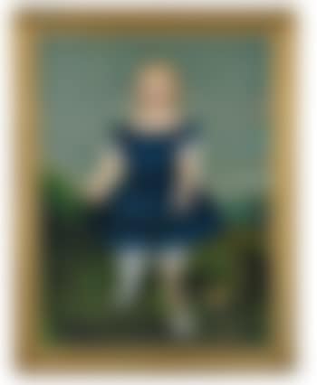 Portrait of a Blonde Girl in a Blue Dress (preview)