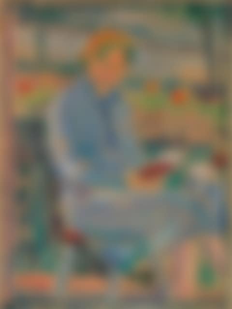 Lesende Frau (Bildnis Frau Toni Kirchhoff sitzend auf dem Balkon) (preview)