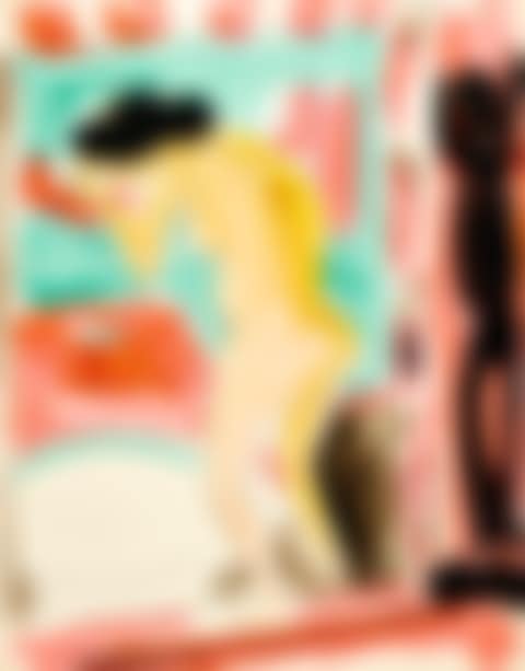 GELBER AKT VOR EINEM BADETUB (YELLOW NUDE BY THE BATH TUB) - RECTO ZWEI WEIBLICHE AKTE (TWO FEMALE NUDES) - VERSO (preview)