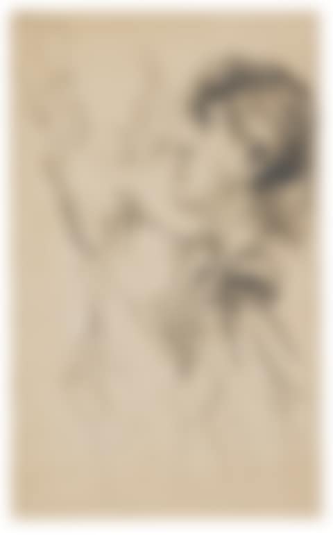 YOUNG WOMAN WITH HER RIGHT ARM RAISED AND SUBSIDIARY STUDIES OF HER HAIR AND HER HAND (preview)