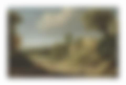 An extensive wooded landscape with townsfolk by a villa (preview)