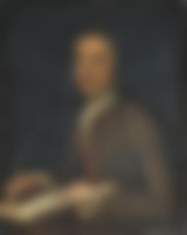 Portrait of a young man, half-length, in a green coat, seated writing (preview)