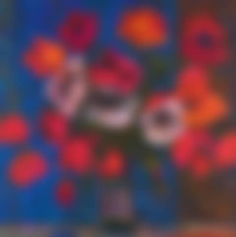 RED POPPIES ON A BLUE BACKGROUND (preview)