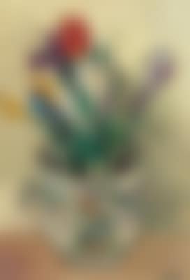 Vase à l'oiseau, crocus et tulipes (preview)