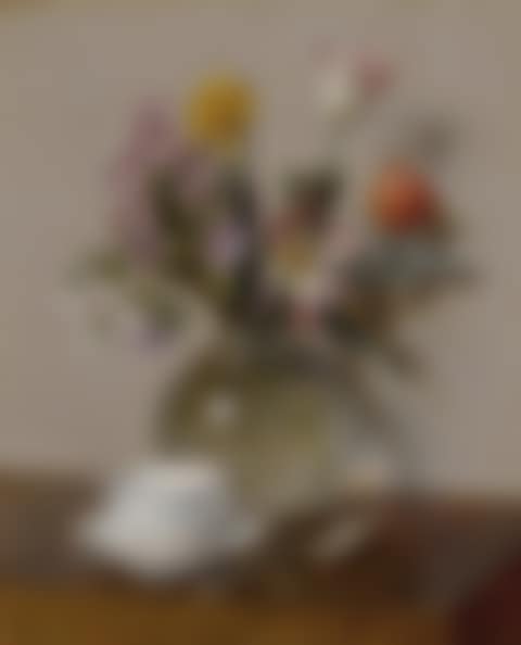 FLEURS DE PRINTEMPS AVEC UNE TASSE ET UNE SOUCOUPE (preview)