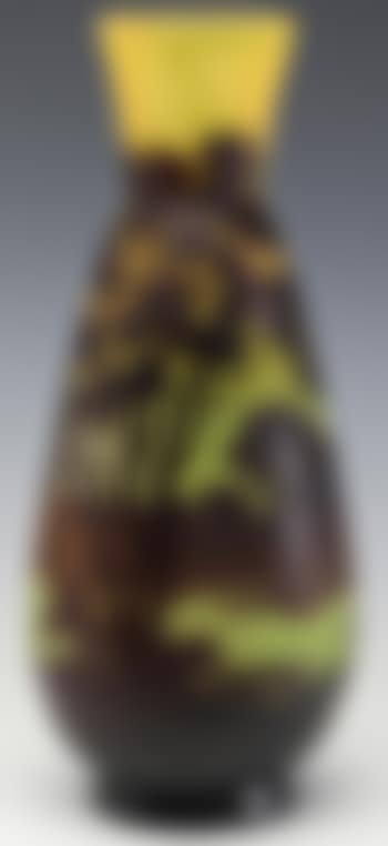 Vase with trees, lake and canoe , (preview)