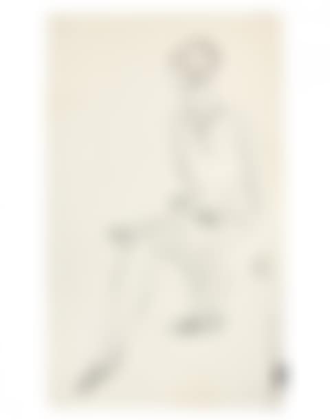 Woman sitting in profile at the drawing board (preview)