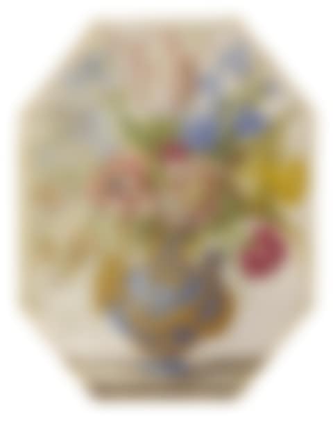 STILL LIFE OF A BLUE AND GOLD VASE WITH A BOUQUET OF FLOWERS (preview)