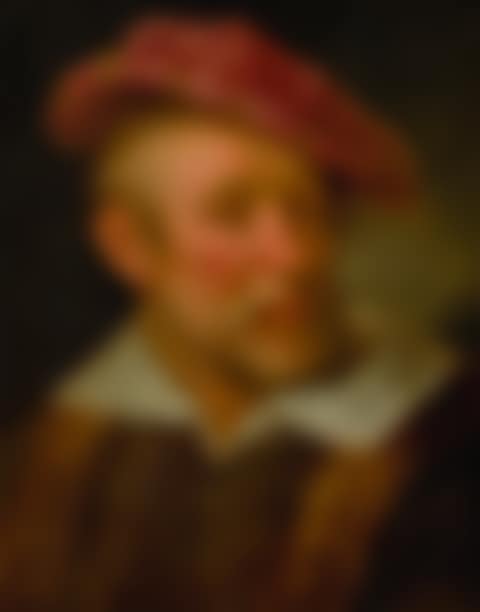 PORTRAIT OF A BEARDED MAN, BUST LENGTH, WEARING A RED HAT (preview)