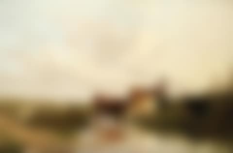 Landscape with sheep and cattle at a stream (preview)