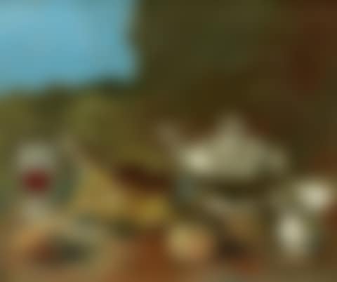 Still life with teapot and bunch of grapes (preview)