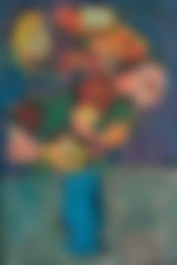 Bouquet de fleurs dans un vase bleu , (preview)
