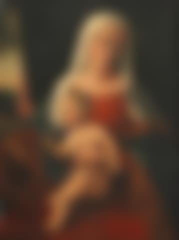 The Madonna and Child before a curtain, a view to a landscape beyond (preview)