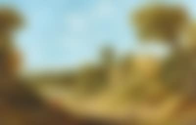 A wide landscape with figures in front of a ruin (preview)