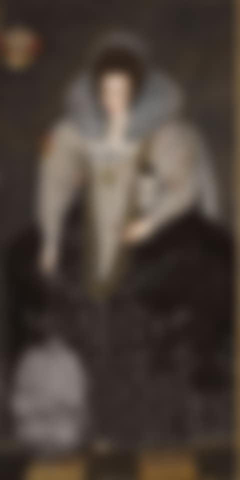 PORTRAIT OF ANNE RUSSELL, LADY HERBERT, LATER COUNTESS OF WORCESTER (D. 1639), FULL-LENGTH, HOLDING A DOG AND AN OSTRICH-FEATHER FAN (preview)