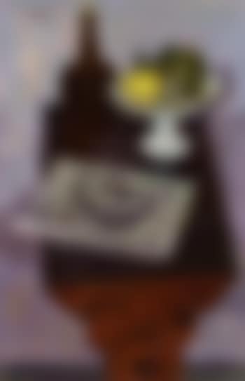 Still life with lemon and black bottle (preview)