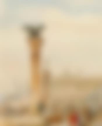 Figures congregating below the Lion Column, on the Piazzetta, Venice (preview)