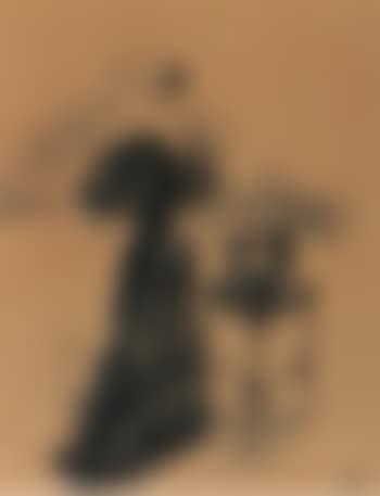 Elegant lady with large fan (preview)