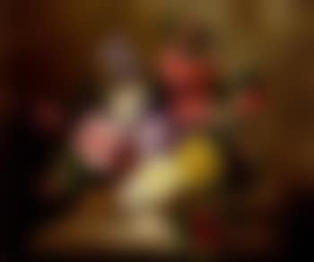 Flowers in a china bowl on marble pedestal (preview)
