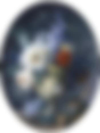 Still life in a stone vase sculpted with Amorini, goldfinches in a bird's nest (preview)