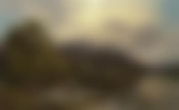 Mountain landscape with figures and cattle by a lake (preview)