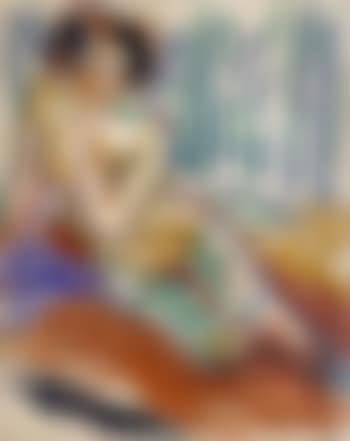 Reclining female nude on divan (preview)