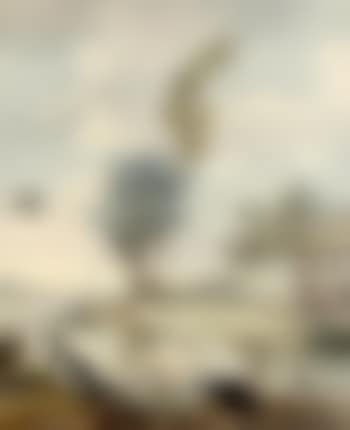 Dutch river landscape with spoonbill, stork, goose, and other birds (preview)