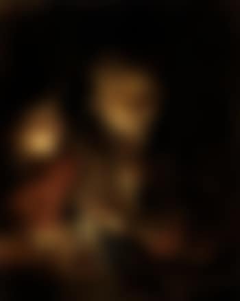 Night scene with old lady holding basket and candle (preview)