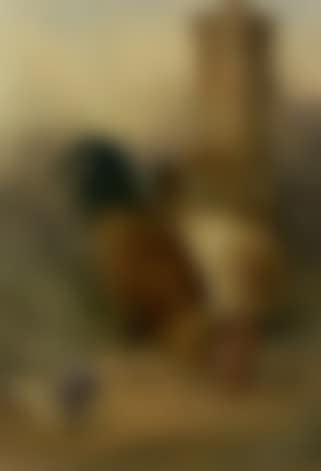 Hens in a farmyard. Cockerel and hen by a water pump (preview)