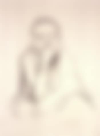 Woman sitting with eyes closed, head in her right hand (preview)