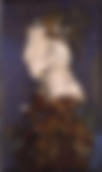 Woman in profile, blue background (preview)