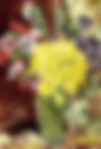 Anemones et jonquilles au vase de cristal (preview)