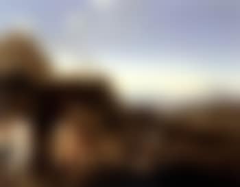 Figures dancing before ruins in Mediterranean landscape (preview)