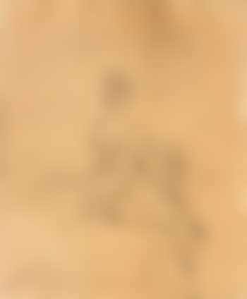 Seated girl seen from behind, village in background (preview)