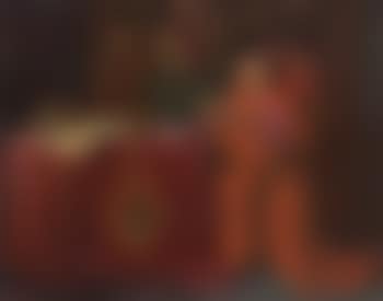 Cardinal seated at a table reading (preview)