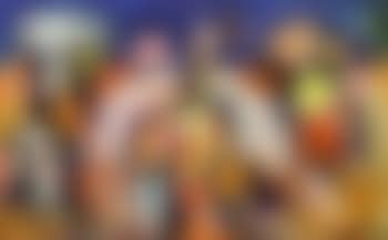 Abstract composition in red, blue, yellow and white (preview)