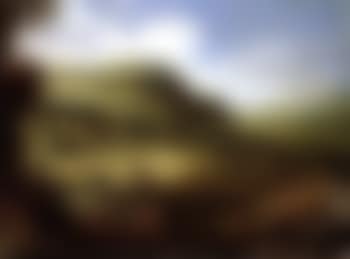 Extensive landscape with herders guiding their goats and man attempting to trap birds (preview)