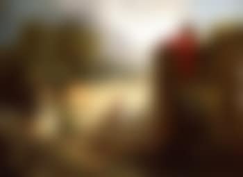 Scene in the grounds of the villa Farnese, Rome with a mother and child seated upon an antique stair (preview)