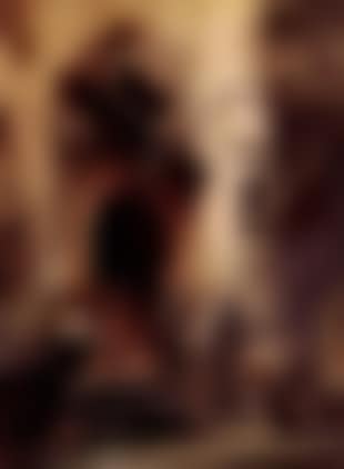 Knight and monk before the cathedral door (preview)