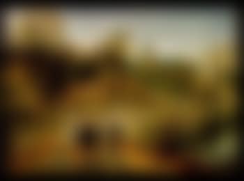 Village landscape with farmers conversing in the foreground (preview)