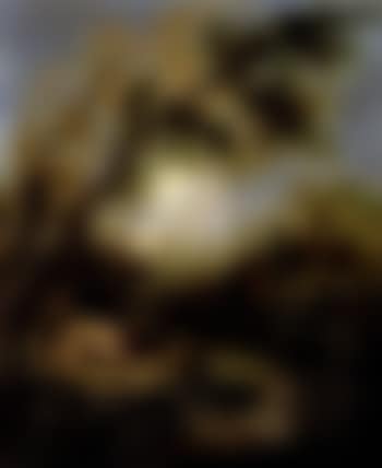 Wooded landscape with hermit. Rocky landscape with hermit (preview)