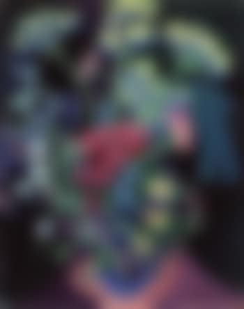 Flowers in front of a batik screen (preview)